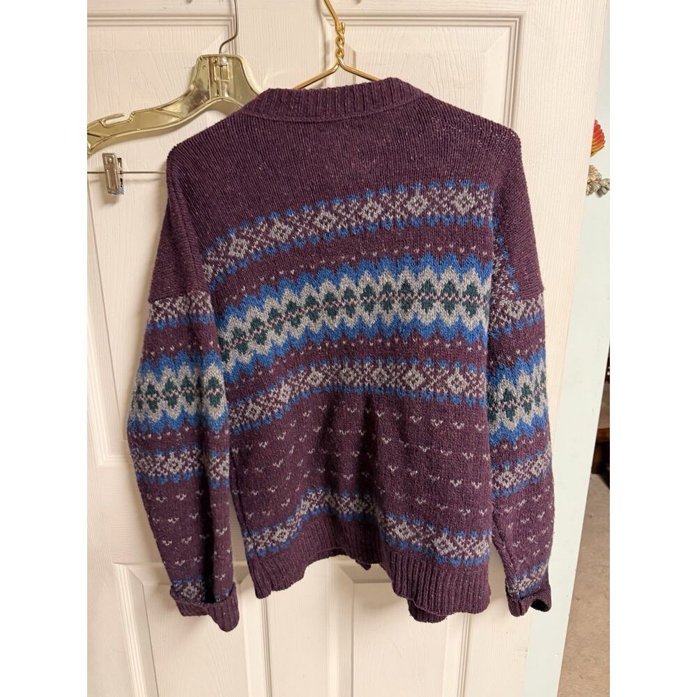 Vtg Alps Fine Purple Apparel 100% Wool Nordic Ski Cardigan Sweater Med 44w. - Picture 6 of 6